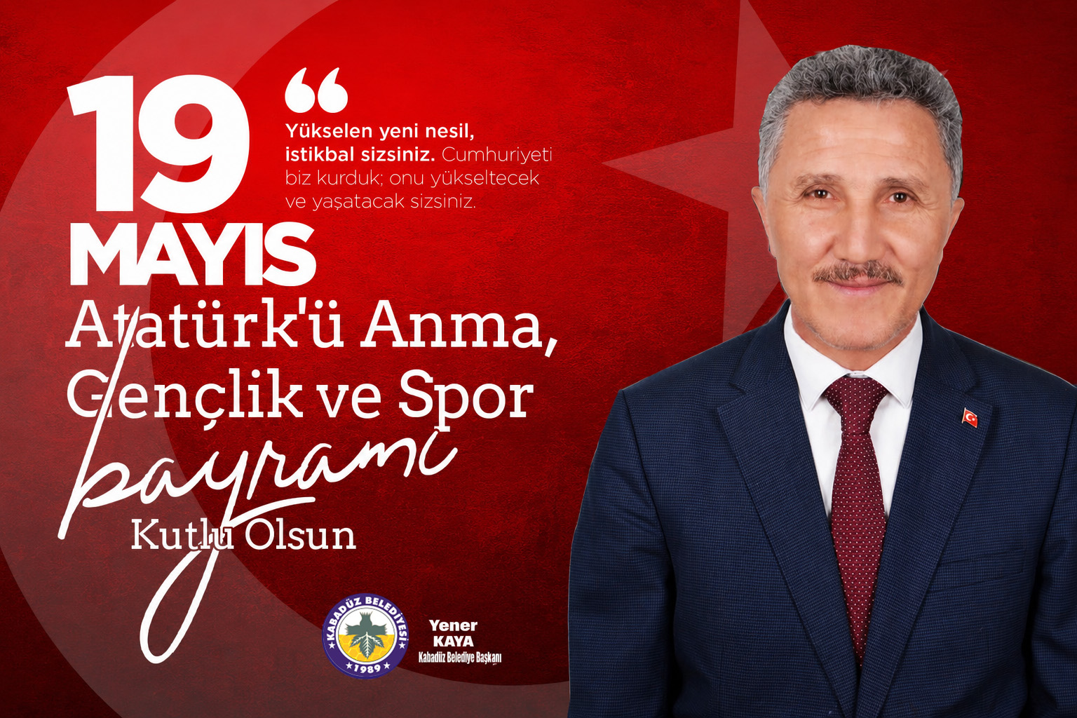 Başkan Yener Kaya, 19 Mayıs Gençlik ve Spor Bayramı mesajı